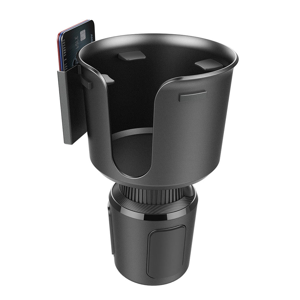 Oqtiq Cup Holder Expander for Car Cup 3.02-4.62, with Card Organizer & Adjustable Base, Magnetic Fixing, Compatible with Yeti 20/26/30oz, Hydro Flasks